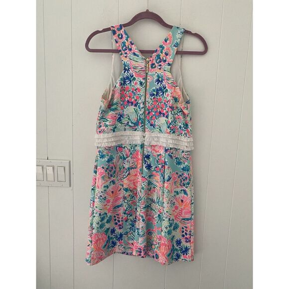 Lilly Pulitzer Sz M Arden Shift Dress Serene Blue Gypsea Zip Closure - Picture 4 of 8